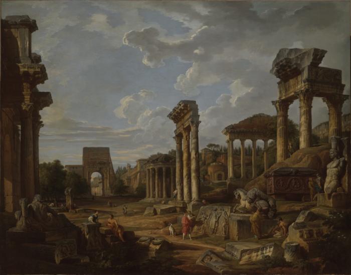 Giovanni Paolo Panini A Capriccio of the Roman Forum France oil painting art